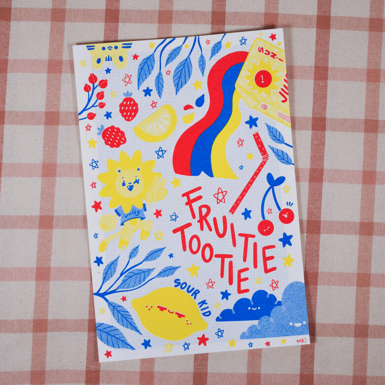 Fruitie Tootie Risograph Print